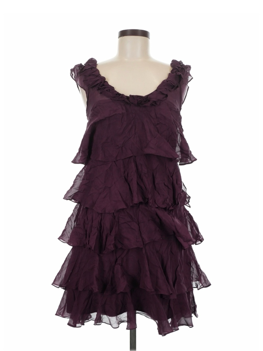 Rebecca Taylor Silk Plum Ruffle Tiered Mini Dress